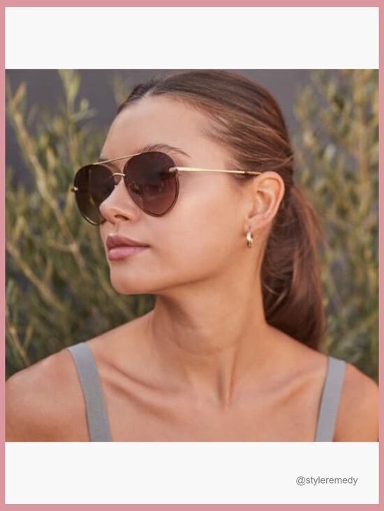 Oversized Aviator Sunglasses Gold Stainless Steel Frames UV400 Protection